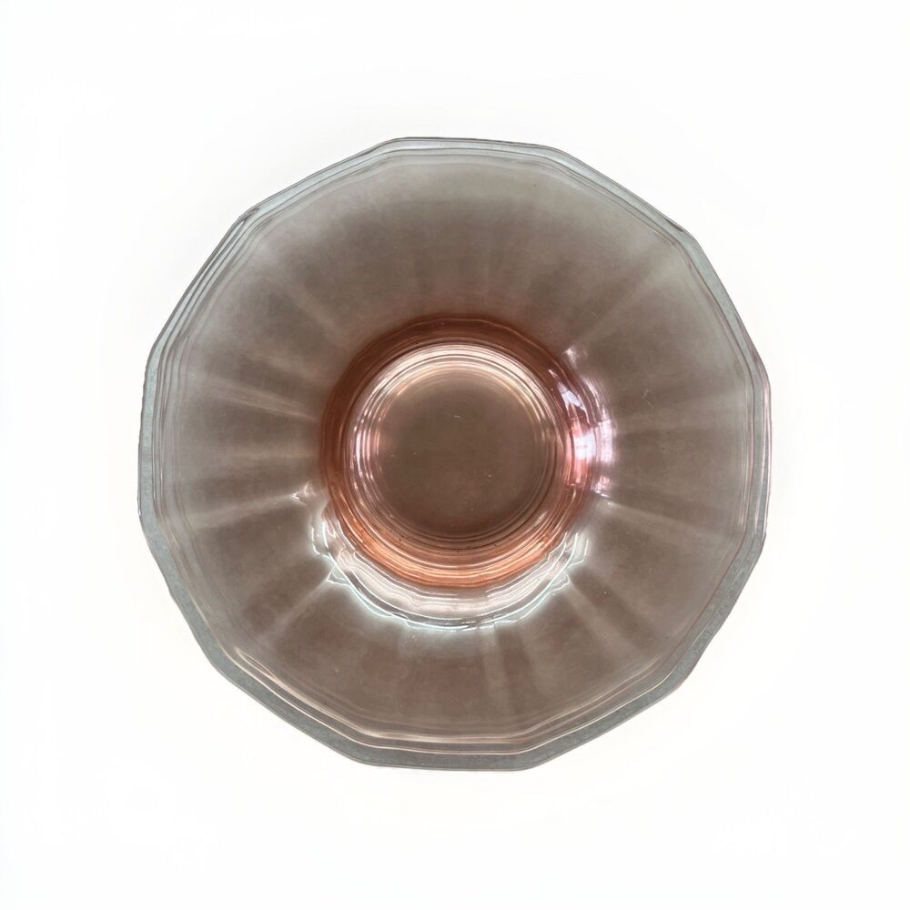 Set of 6 Vintage Pink Depression Glass 7.5” Saucers Plates Dodecagon